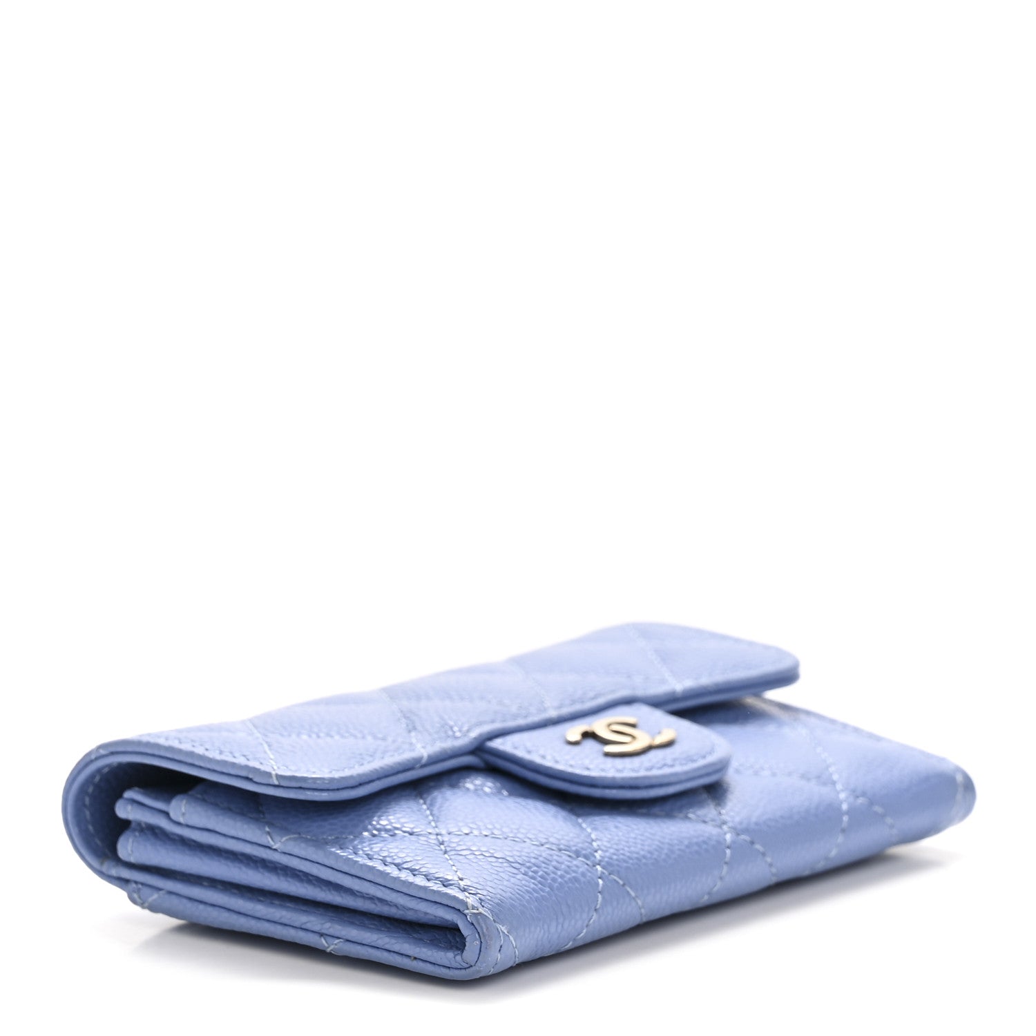 Chanel Caviar Quilted Flap Card Holder Wallet Blue 4 of 9