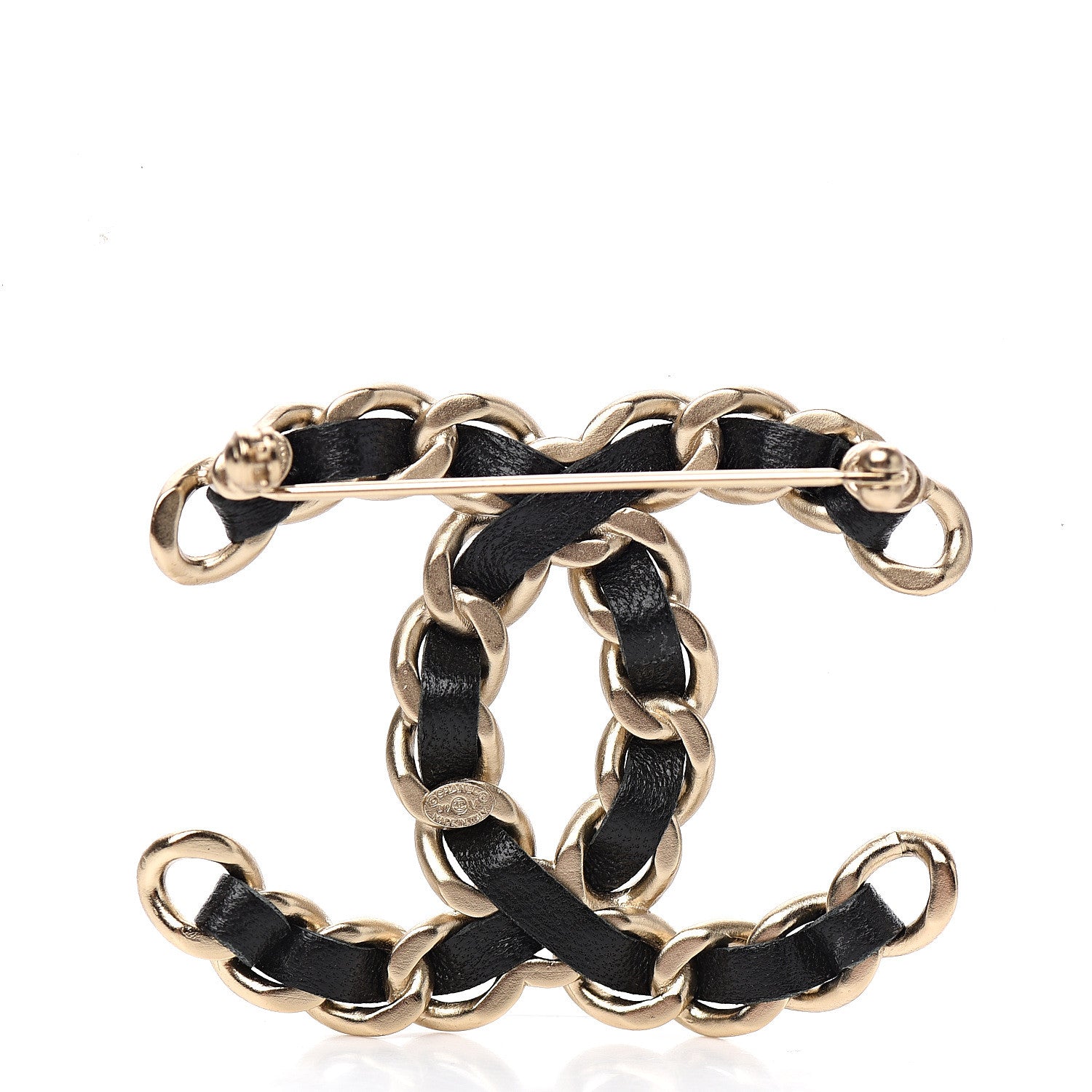 Chanel Lambskin Chain CC Brooch Black Gold 2 of 4