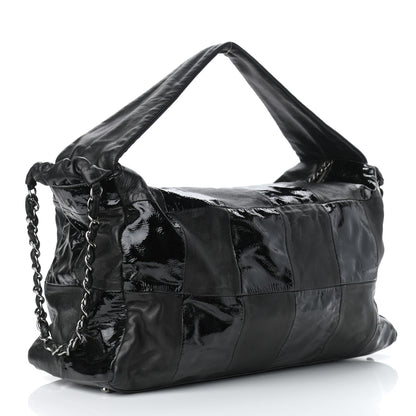 Chanel Lambskin Patent Calfskin Brooklyn Patchwork Hobo Black 2 of 8