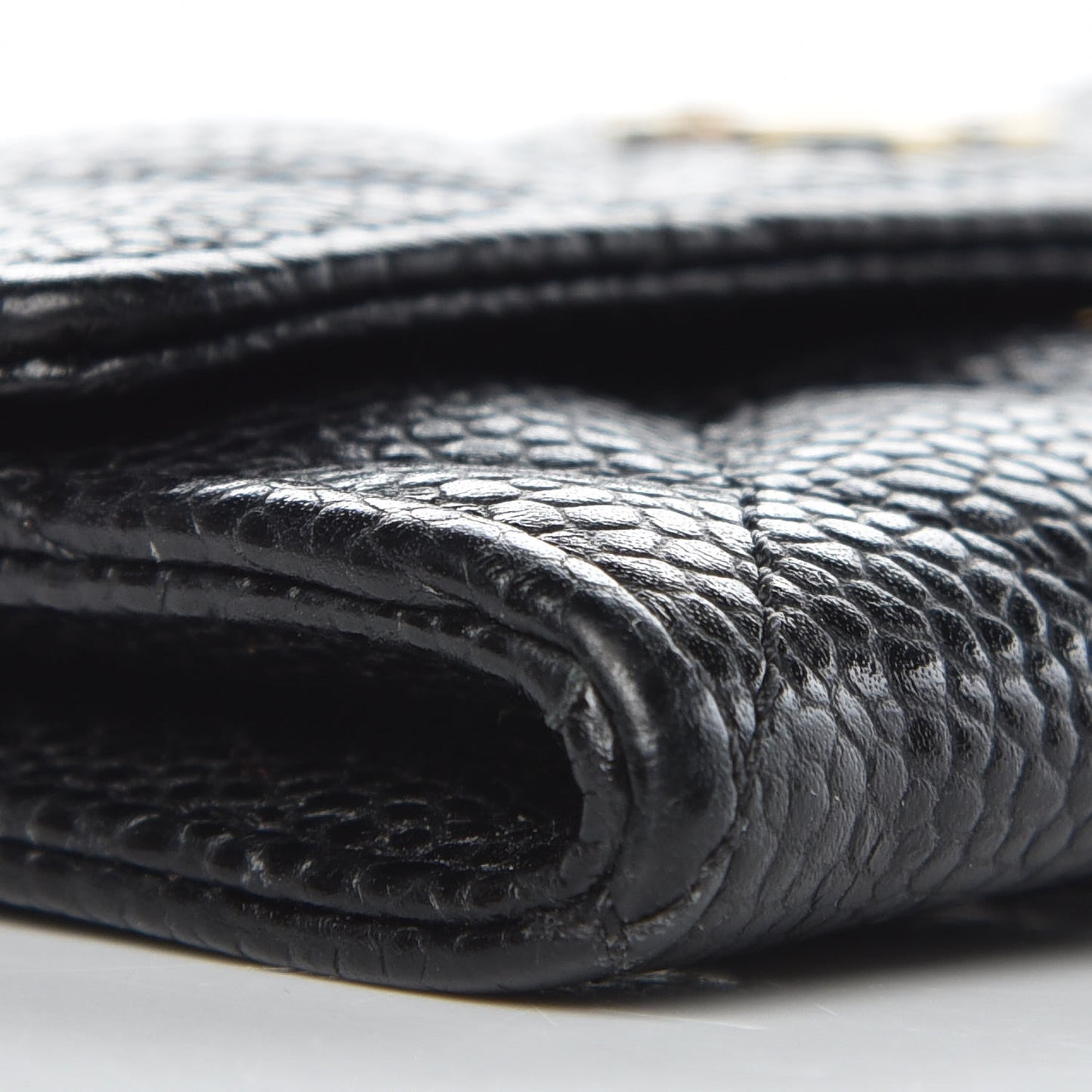 Caviar Quilted Flap Card Holder Black