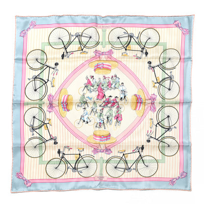 Hermes Silk Vintage Les Becanes Scarf 70 Bleu Glacier Ivoire 1 of 5