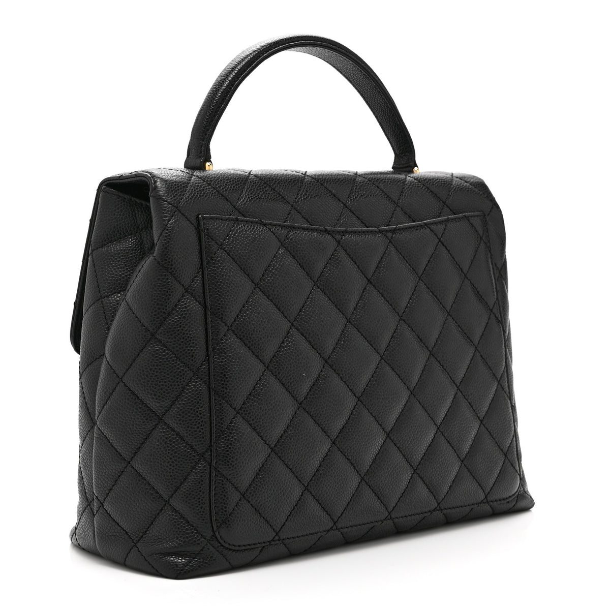 Caviar Quilted Jumbo Kelly Flap Black