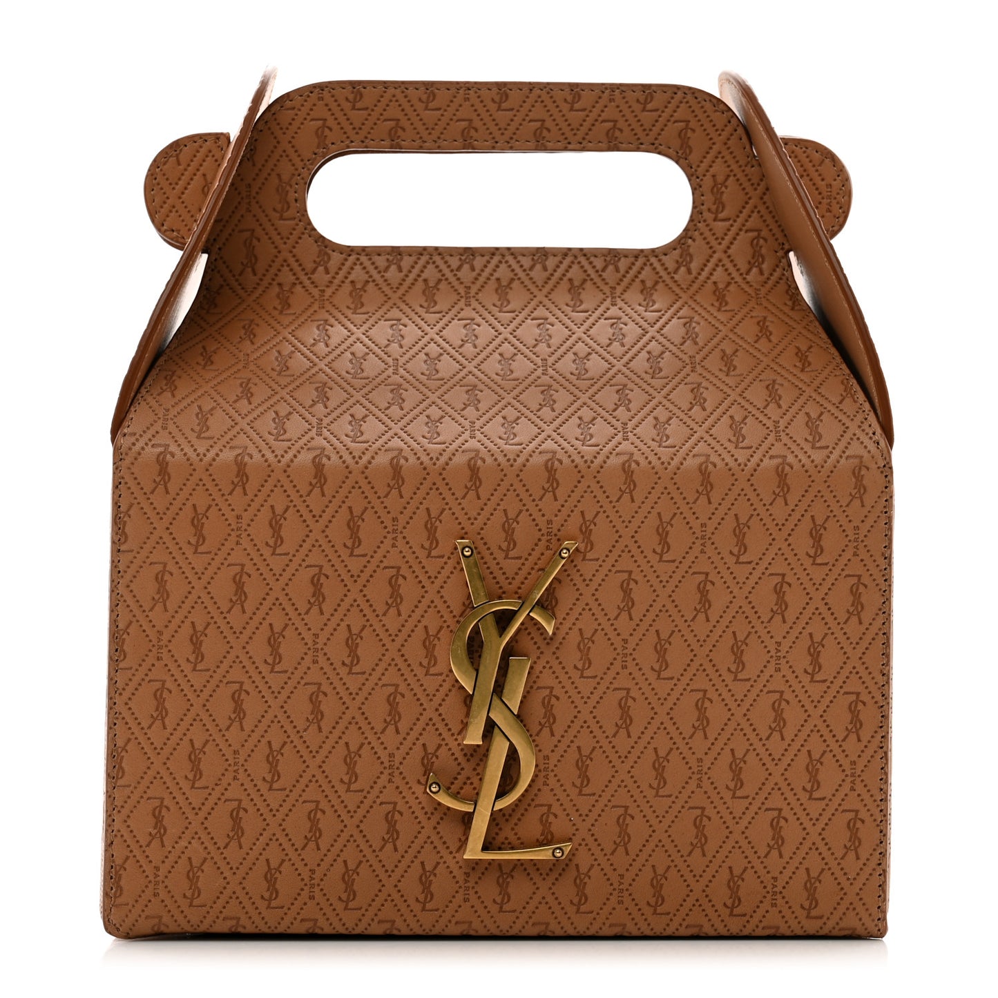 Calfskin Monogram Take Away Box Dusty Vintage Brown Gold