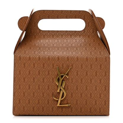 Saint Laurent Calfskin Monogram Take Away Box Dusty Vintage Brown Gold 1 of 9