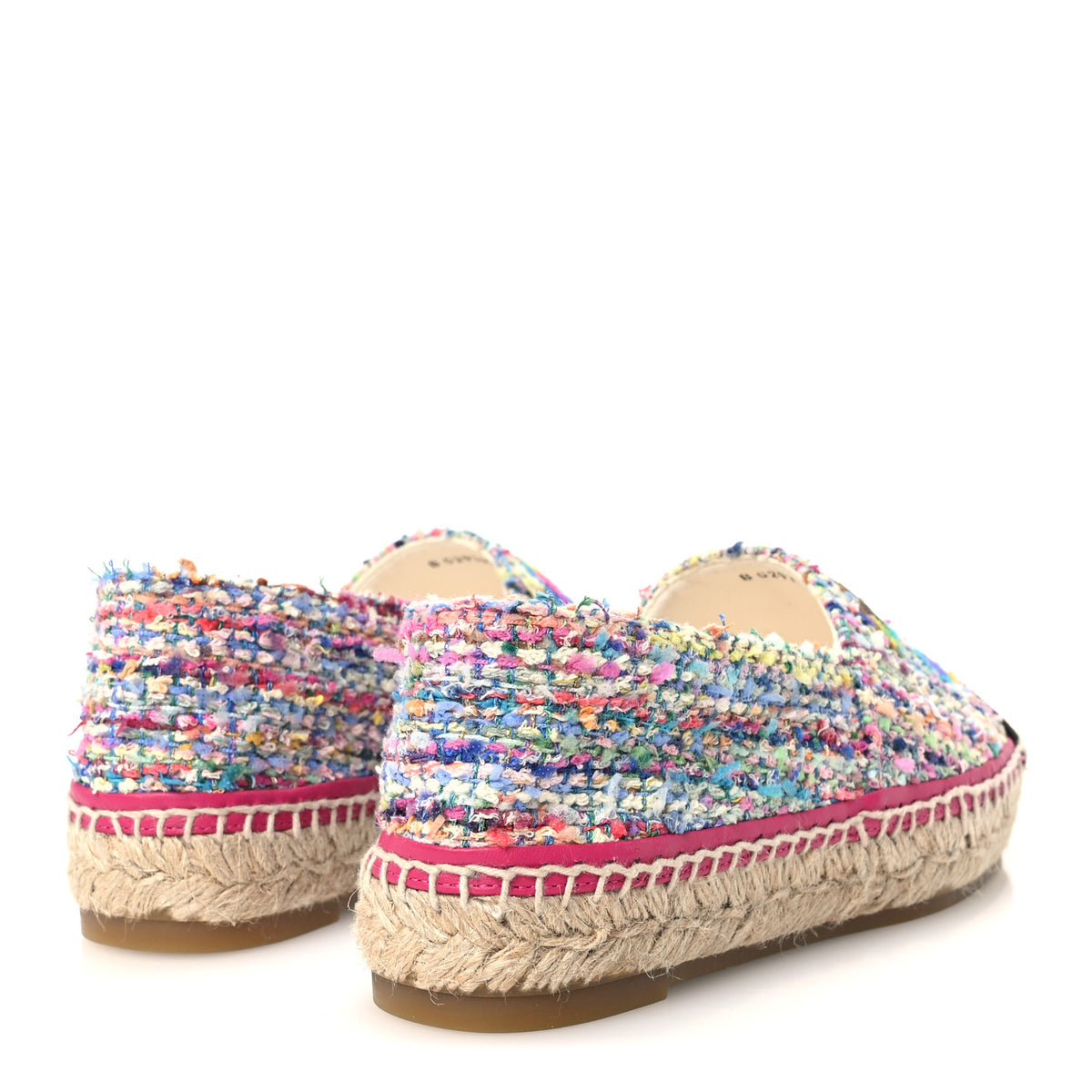 Cotton Tweed Grosgrain CC Espadrilles 36 Multicolor Black
