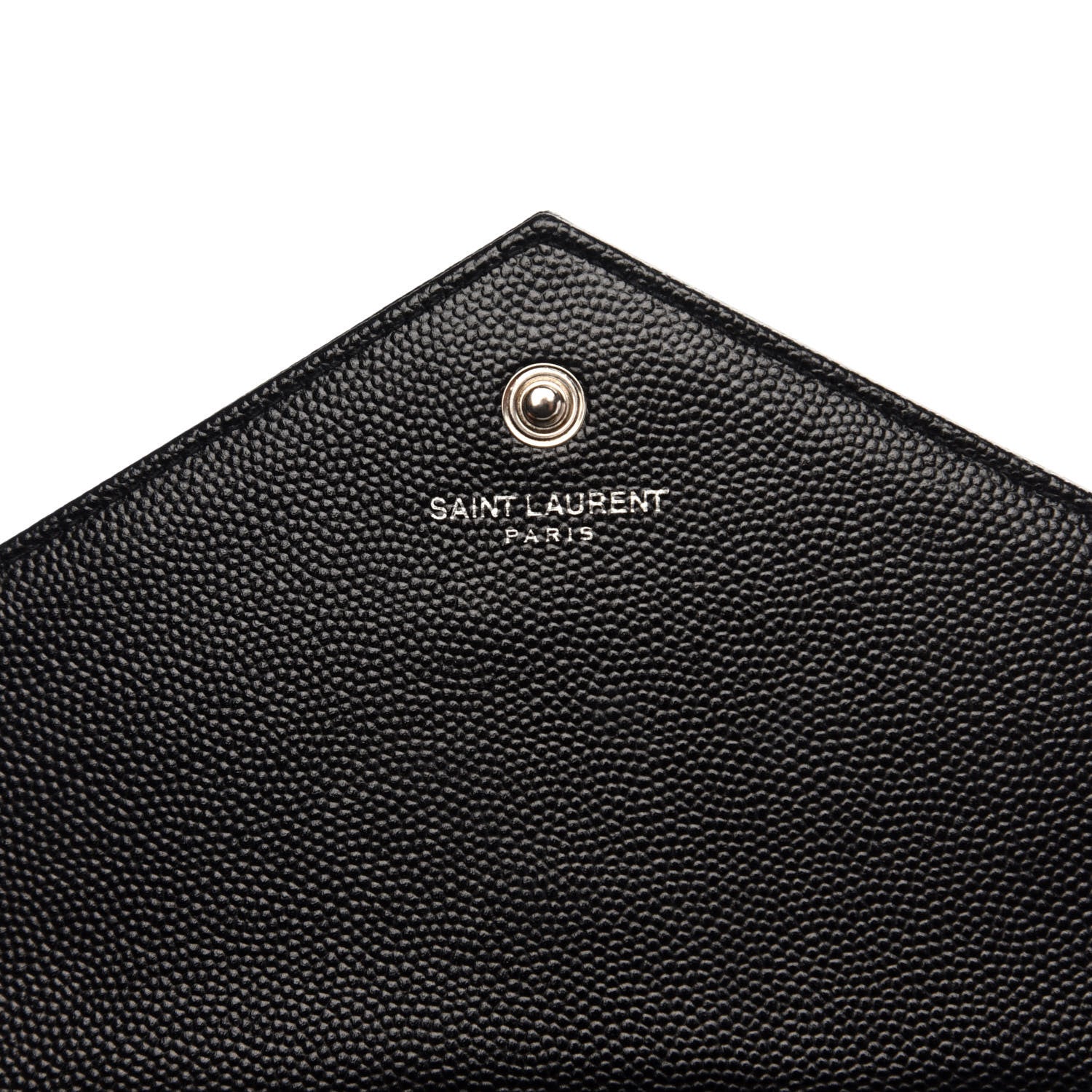 Saint Laurent Grain De Poudre Matelasse Chevron Monogram Chain Wallet Black 6 of 10