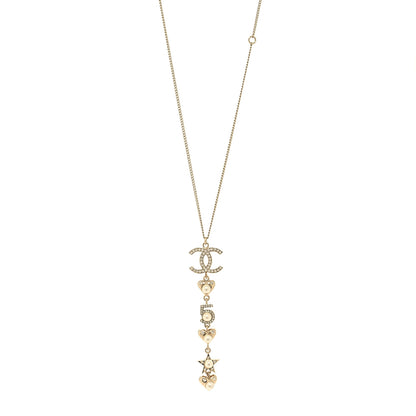 Chanel Crystal Pearl Star 5 CC Necklace Gold White 1 of 6