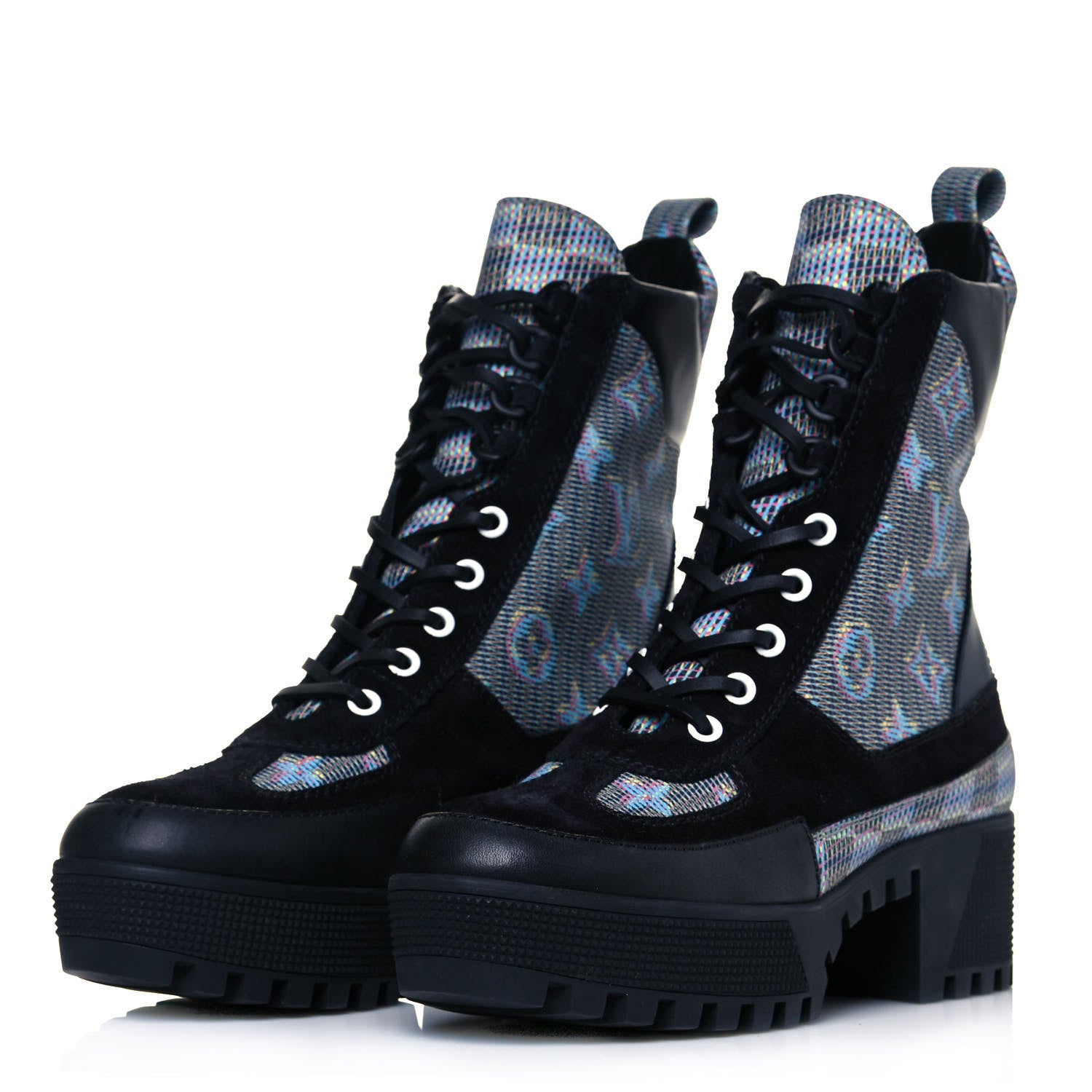 Louis Vuitton Monogram LV Pop Suede Calfskin Laureate Platform Desert Boots 36.5 Blue 3 of 6