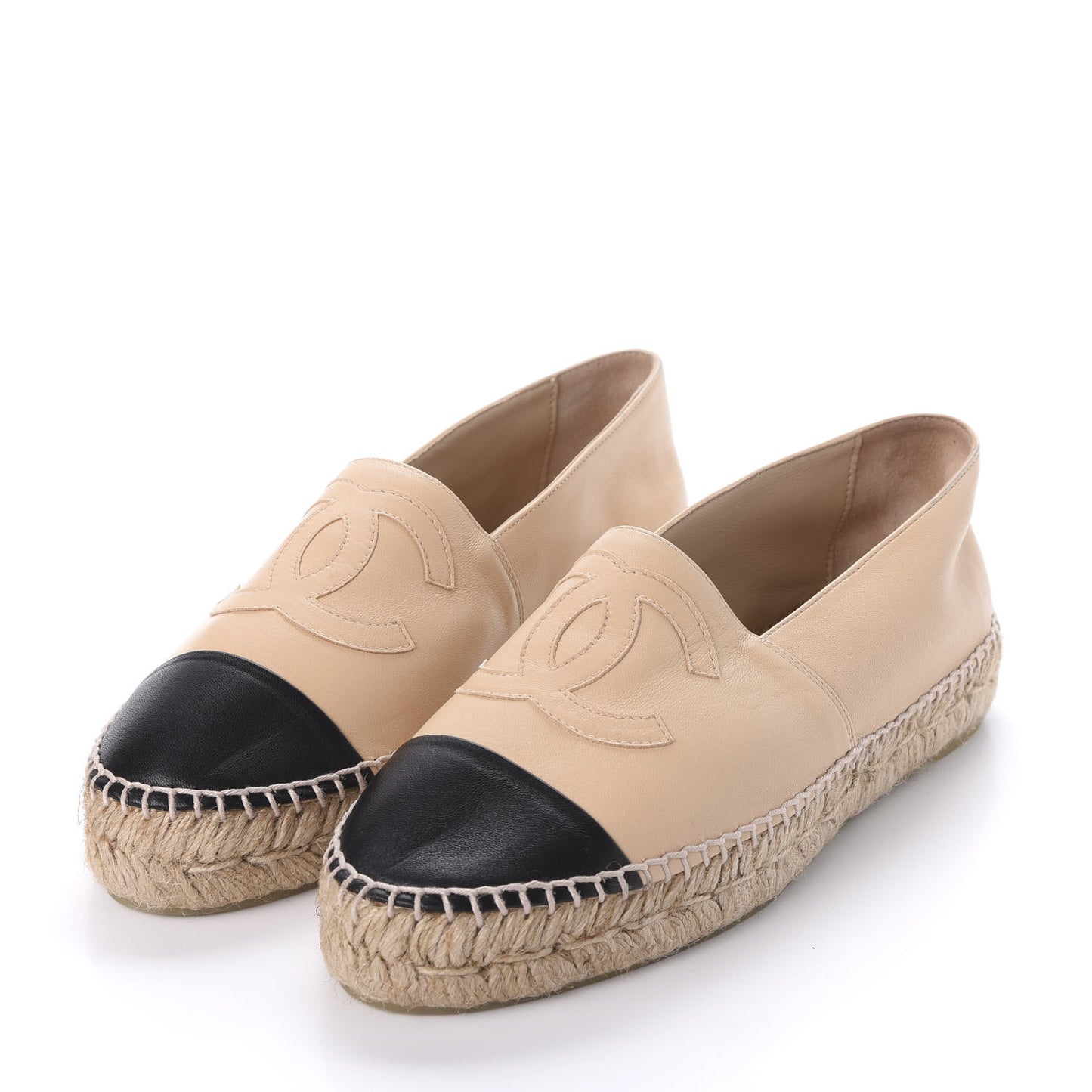 Lambskin CC Espadrilles 38 Beige Black