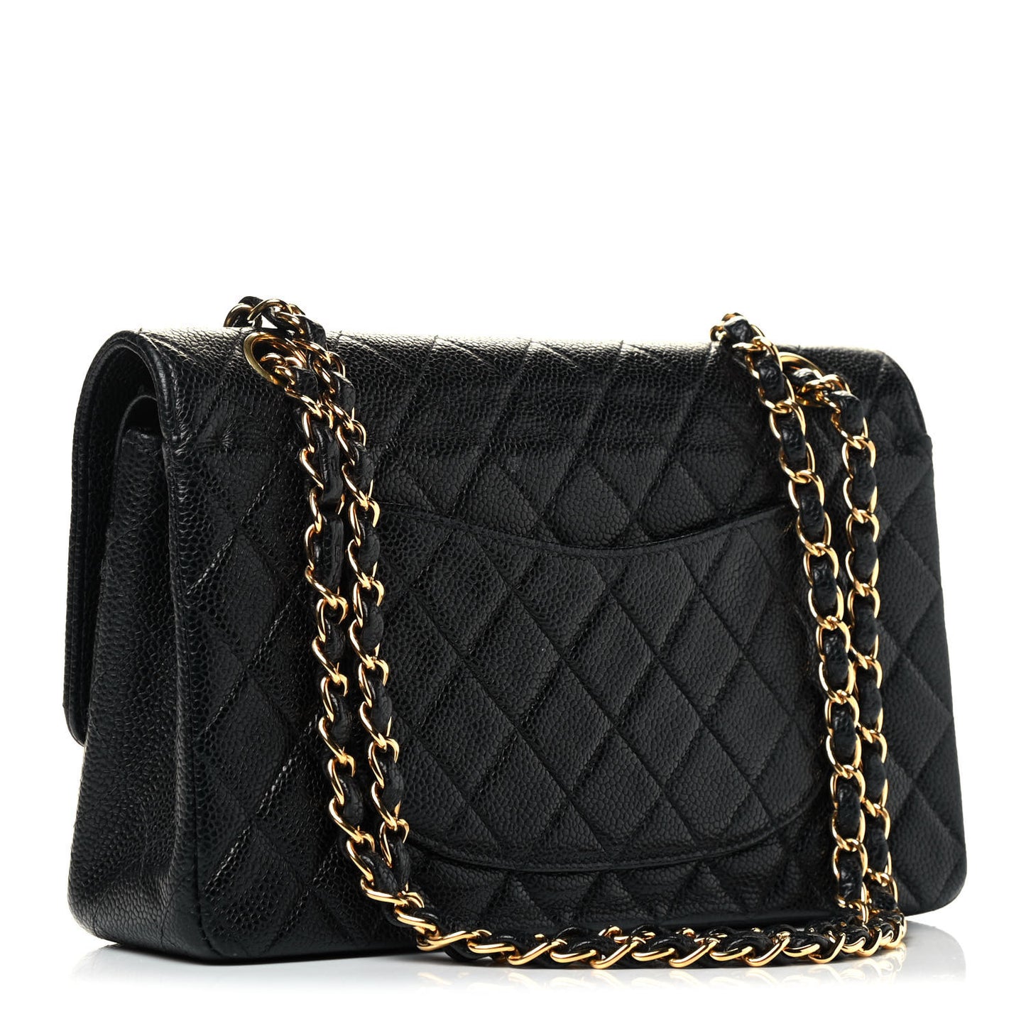 Caviar Quilted Medium Double Flap Black