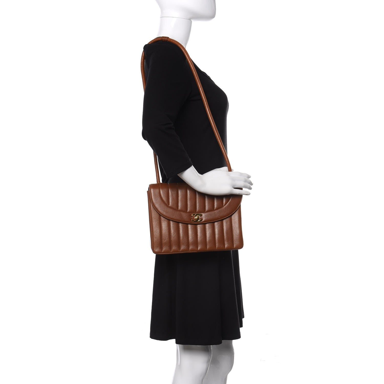 Chanel Lambskin Vertical Quilted Flap Shoulder Bag Brown 2 of 10