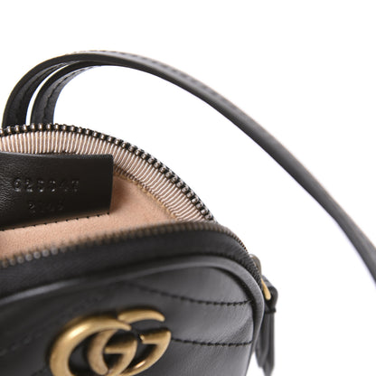 Gucci Calfskin Matelasse GG Marmont Round Mini Bag Black 9 of 11