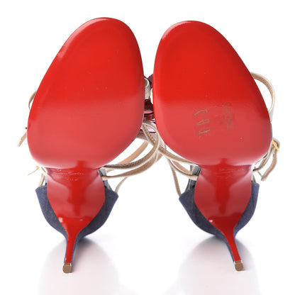 Christian Louboutin Patent Shiny Nappa Denim Girlistrappy 100 Sandals 38.5 Multicolor 5 of 10