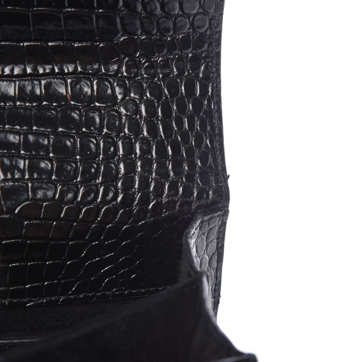 Calfskin Crocodile Embossed Medium Monogram Sunset Black