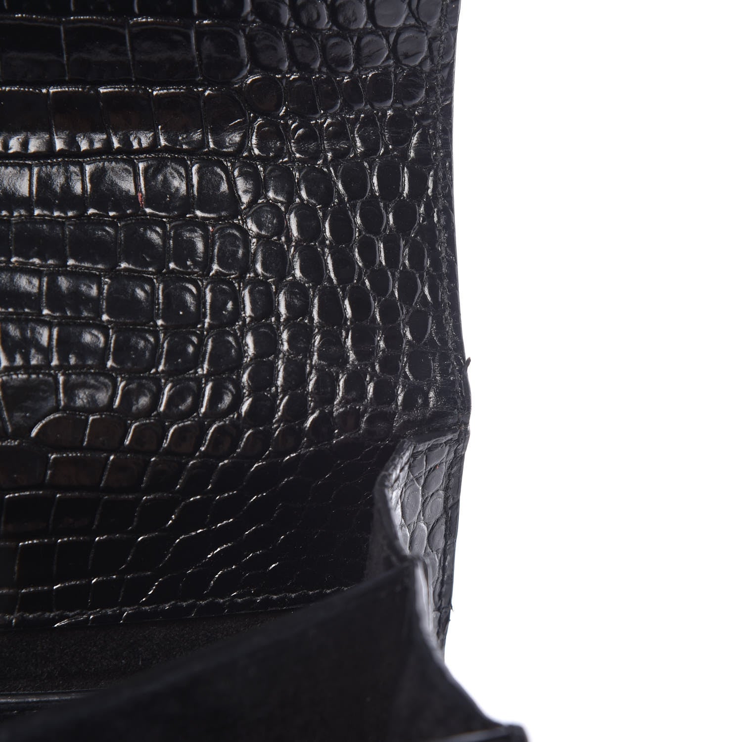 Saint Laurent Calfskin Crocodile Embossed Medium Monogram Sunset Black 9 of 11