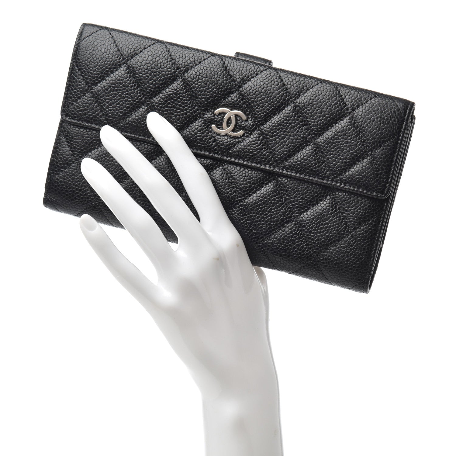 Chanel Caviar Quilted CC Long Double Wallet Black 2 of 8