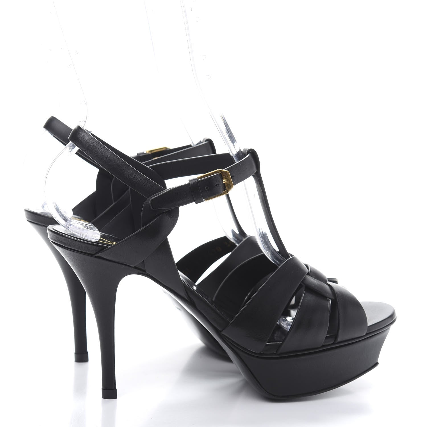 Saint Laurent Calfskin Tribute 75 Platform Sandals 36.5 Black 4 of 9