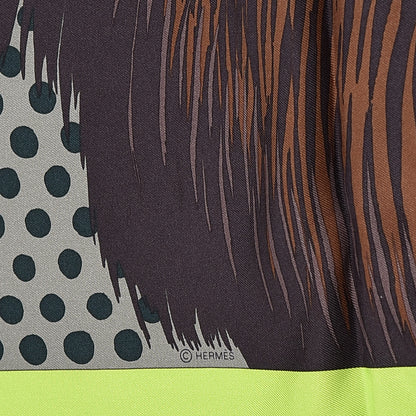 Hermes Silk Grrrrr! Scarf 100 Marron Lime Sapin 3 of 7