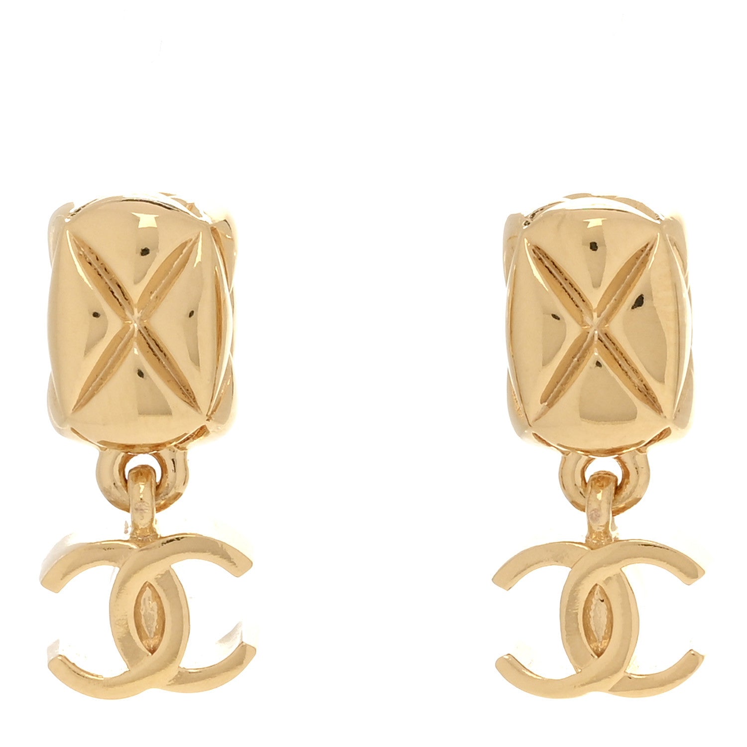 Chanel Metal CC Drop Earrings Gold 1 of 5
