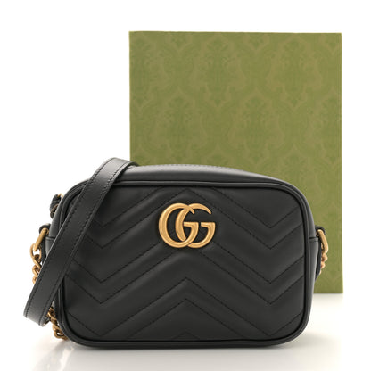 Gucci Calfskin Matelasse Mini GG Marmont Chain Shoulder Bag Black 11 of 11