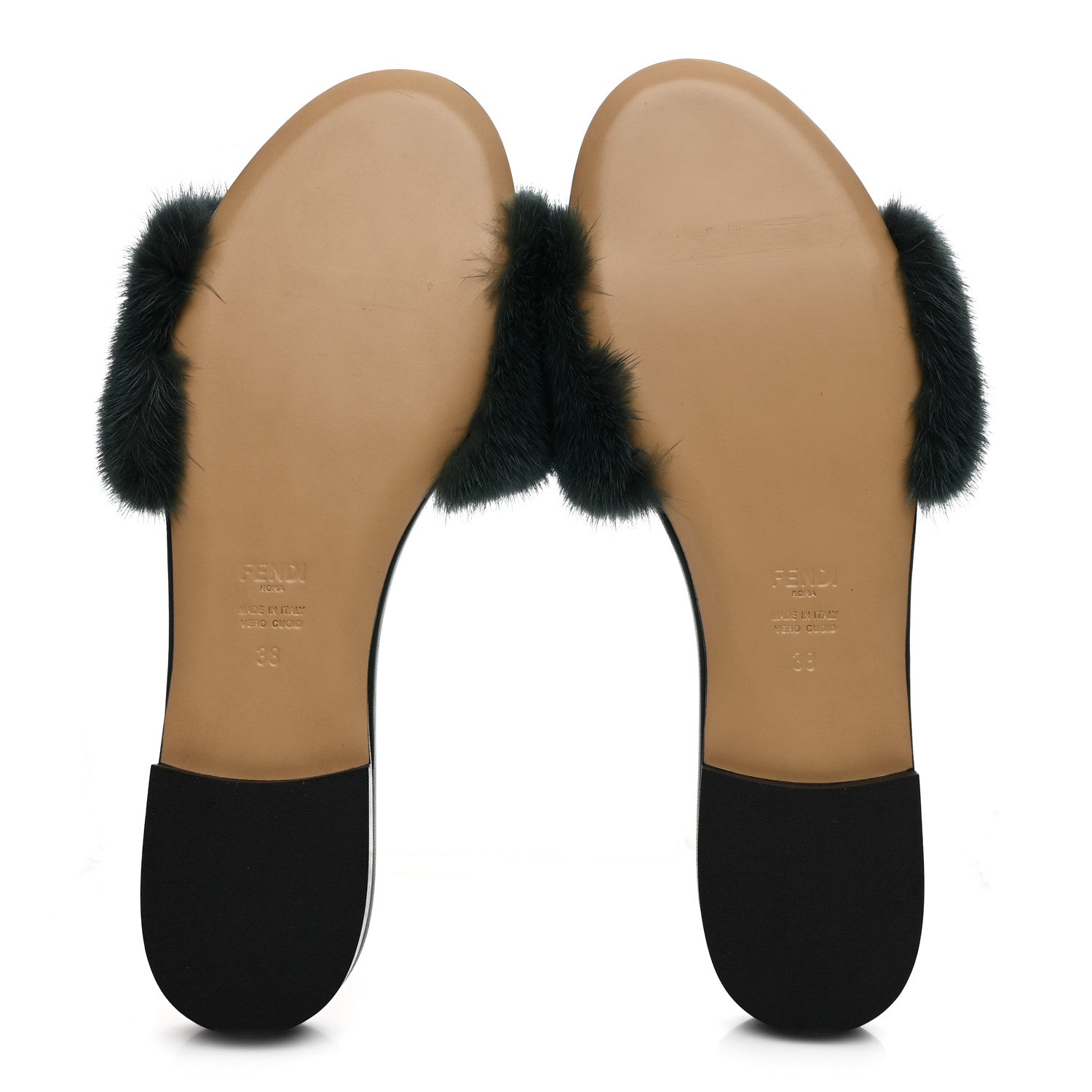 Fendi Mink FF Baguette Slide Sandals 38 Salvia 6 of 9