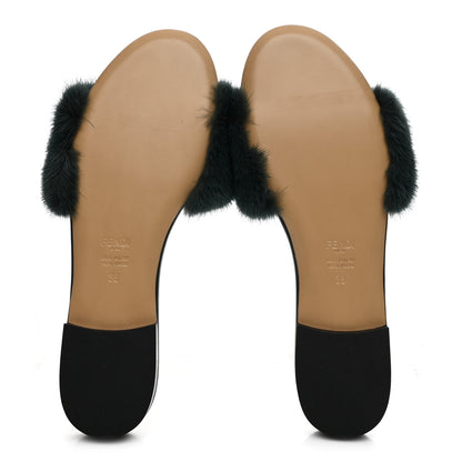 Fendi Mink FF Baguette Slide Sandals 38 Salvia 6 of 9