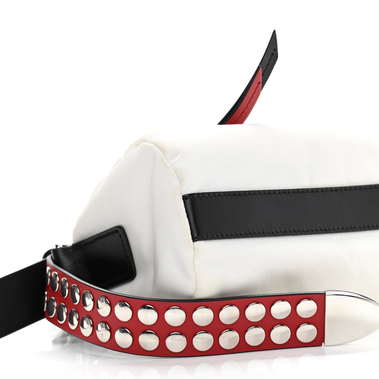 Prada Tessuto Nylon Studded New Vela Shoulder Bag White Fuoco 10 of 11