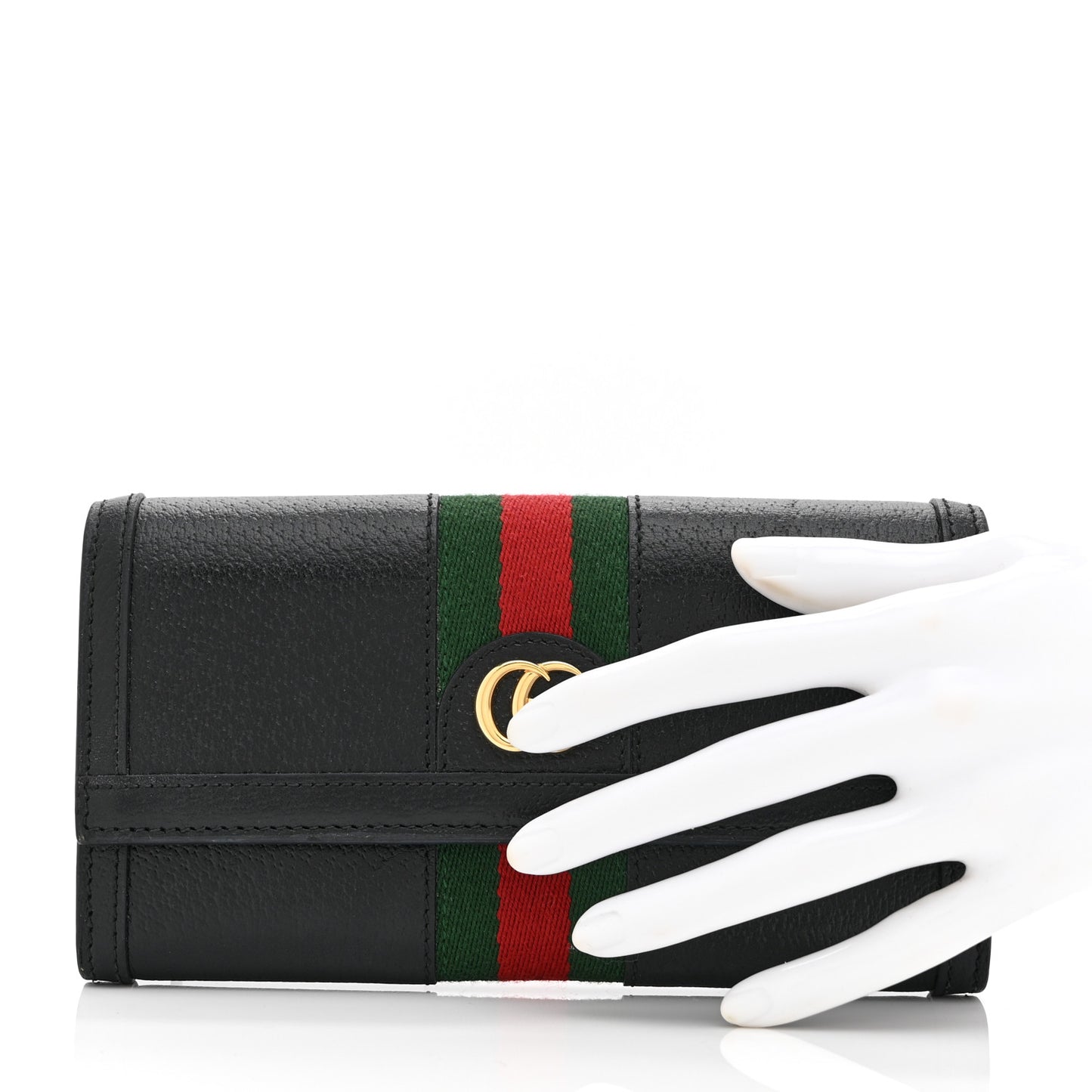 Calfskin Web Ophidia Continental Wallet Black