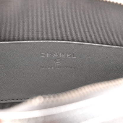Chanel Metallic Caviar Quilted Barrel Clutch With Chain Silver 6 of 11