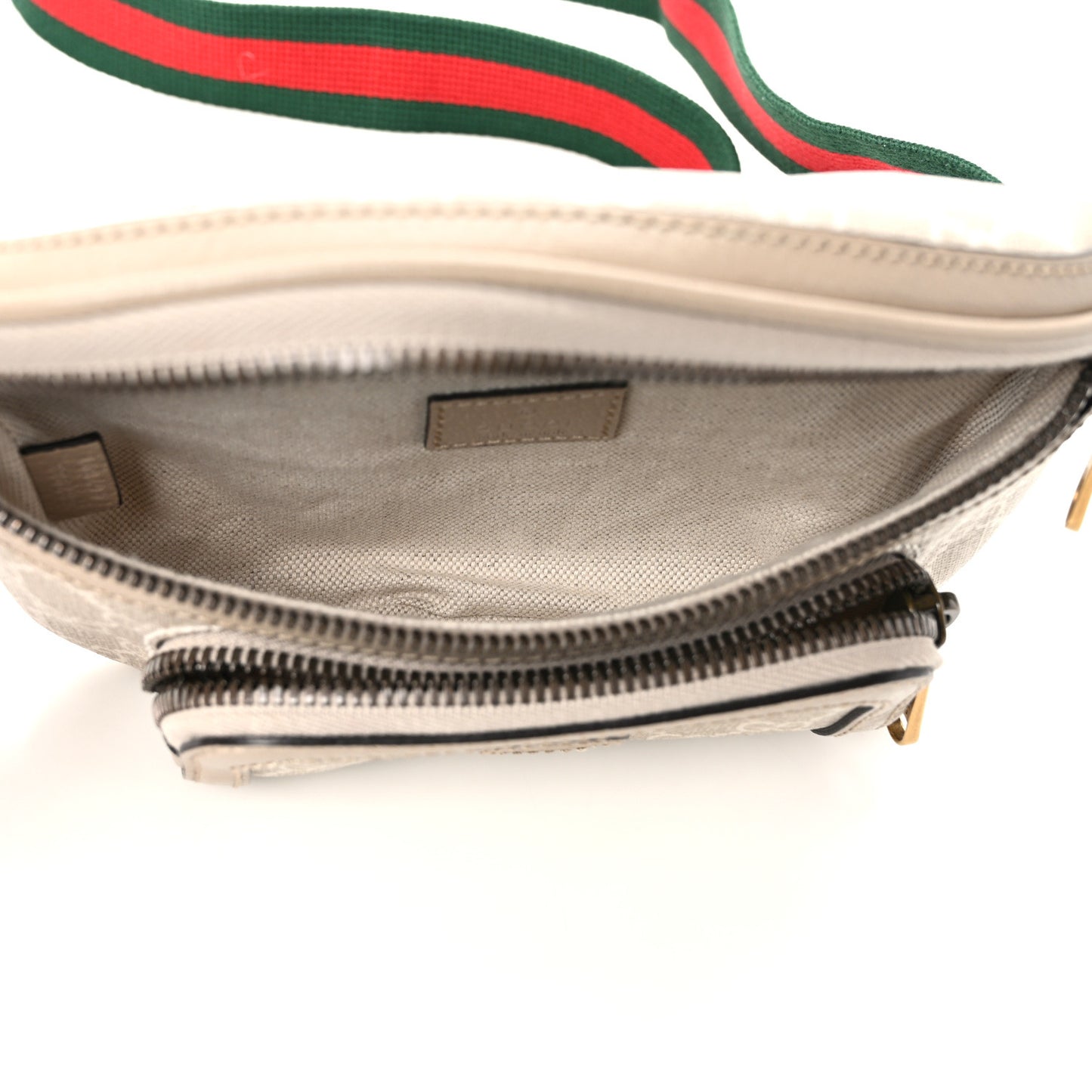 GG Supreme Monogram Textured Calfskin Web Retro Interlocking G Belt Bag Beige Mystic White Oatmeal