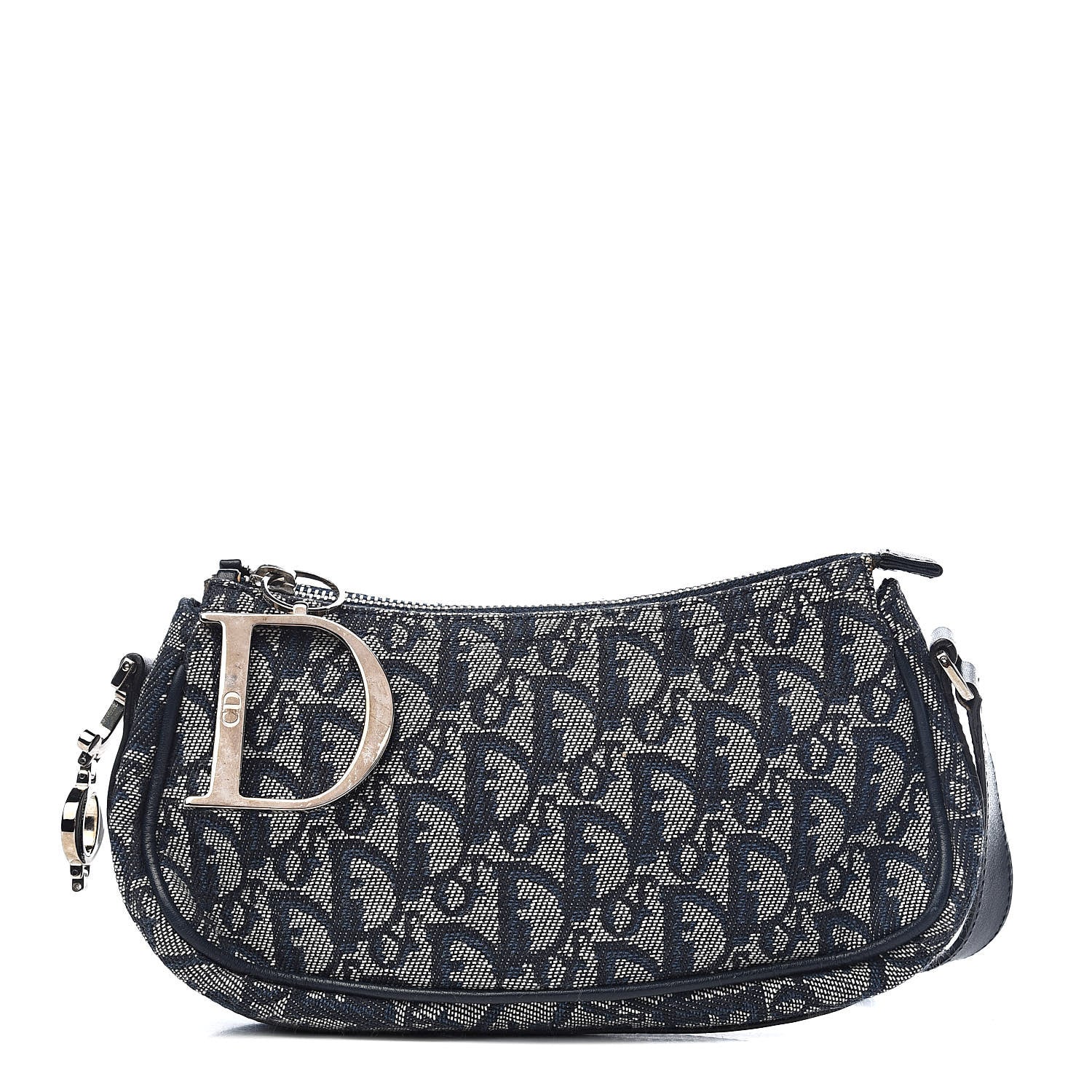 Christian Dior Monogram Shoulder Bag Pochette Navy 1 of 9