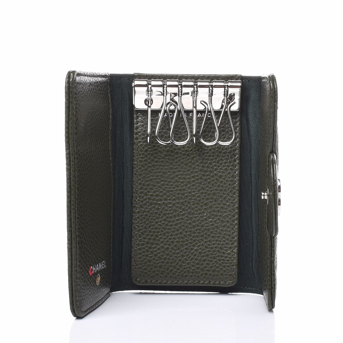 Caviar Quilted 6 Key Holder Green