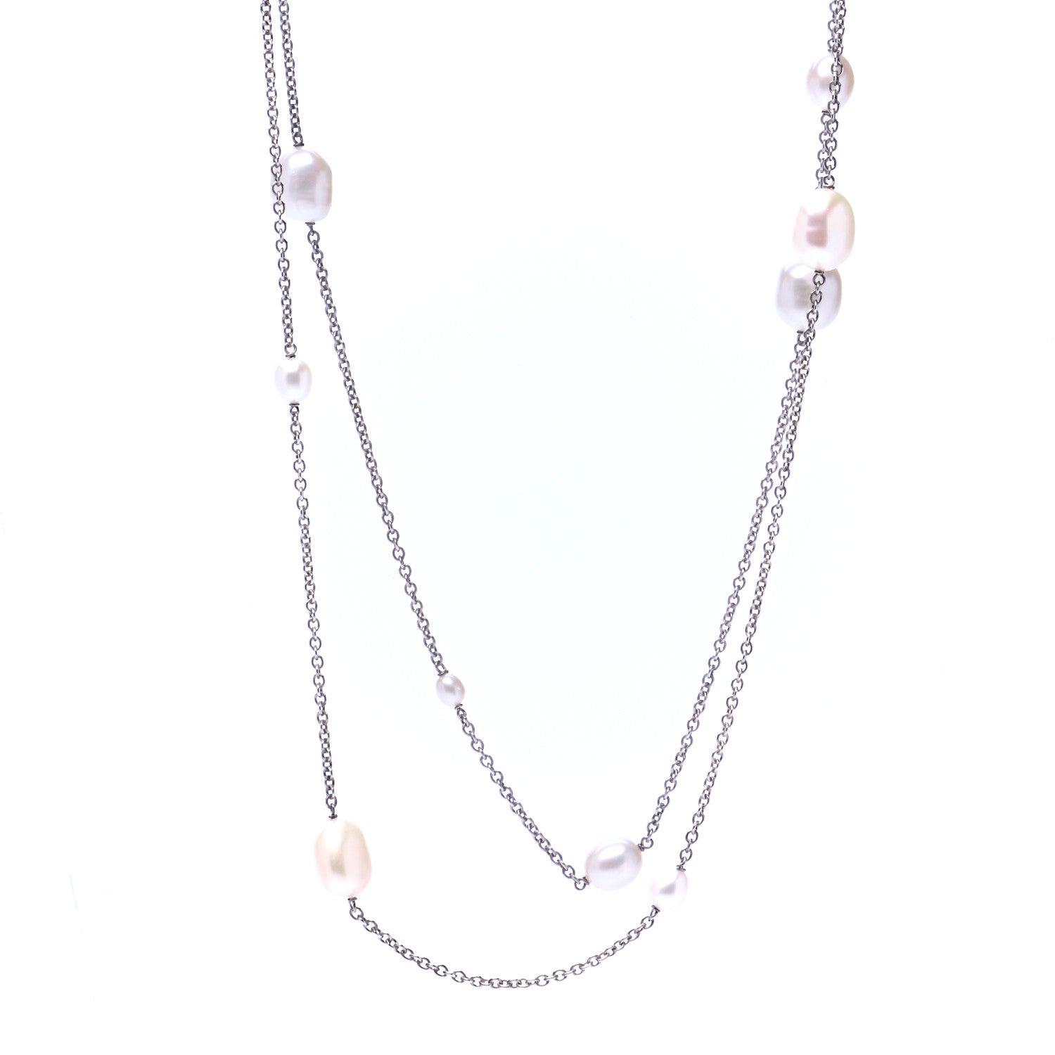 Tiffany Sterling Silver Elsa Peretti Pearls by the Yard Sprinkle Necklace 1 of 7