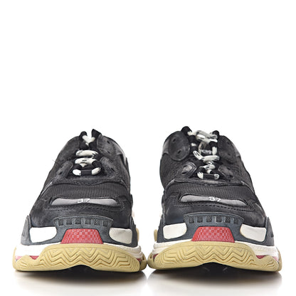 Balenciaga Fabric Mesh Washed Effect Womens Triple S Sneakers 37 Black Red 2 of 11