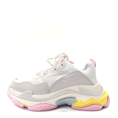 Balenciaga Fabric Mesh Multicolor Womens Triple S Sneakers 41 Yellow Pink Grey White 1 of 10