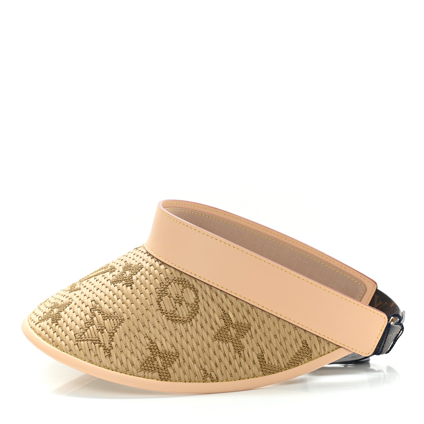 Calfskin Raffia Monogram Strawgram Visor Natural