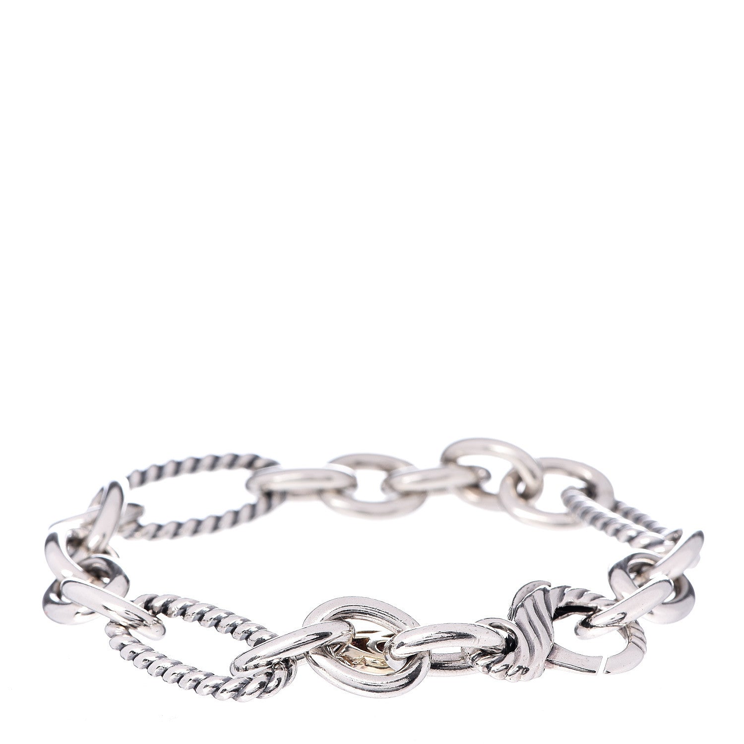 David Yurman Sterling Silver 18K Yellow Gold Figaro Link Bracelet 3 of 4