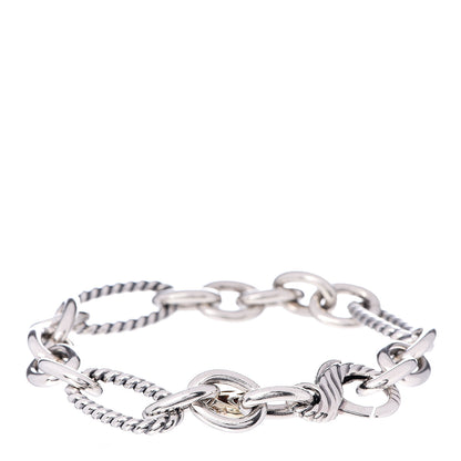 David Yurman Sterling Silver 18K Yellow Gold Figaro Link Bracelet 3 of 4