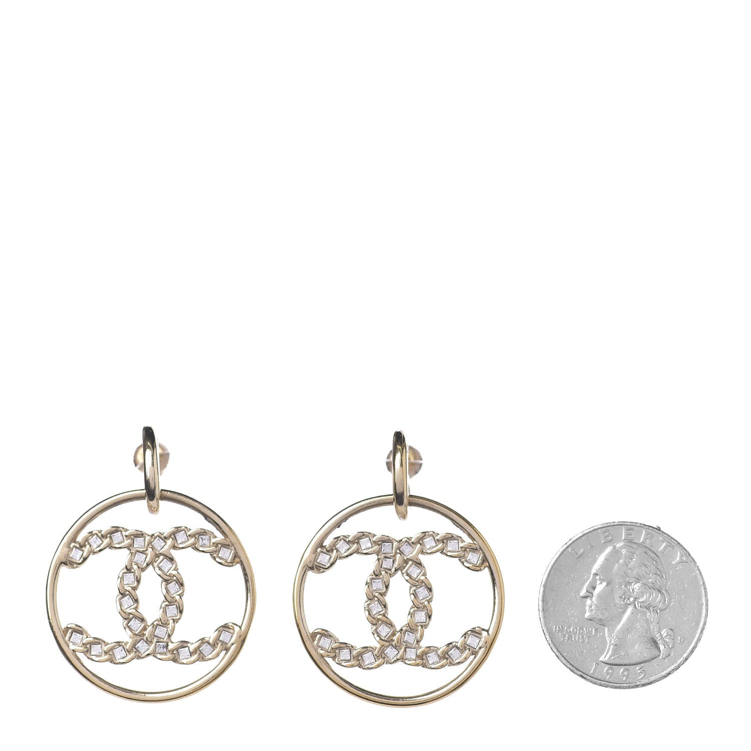 Chanel Baguette Crystal High Society CC Drop Earrings Gold 2 of 4