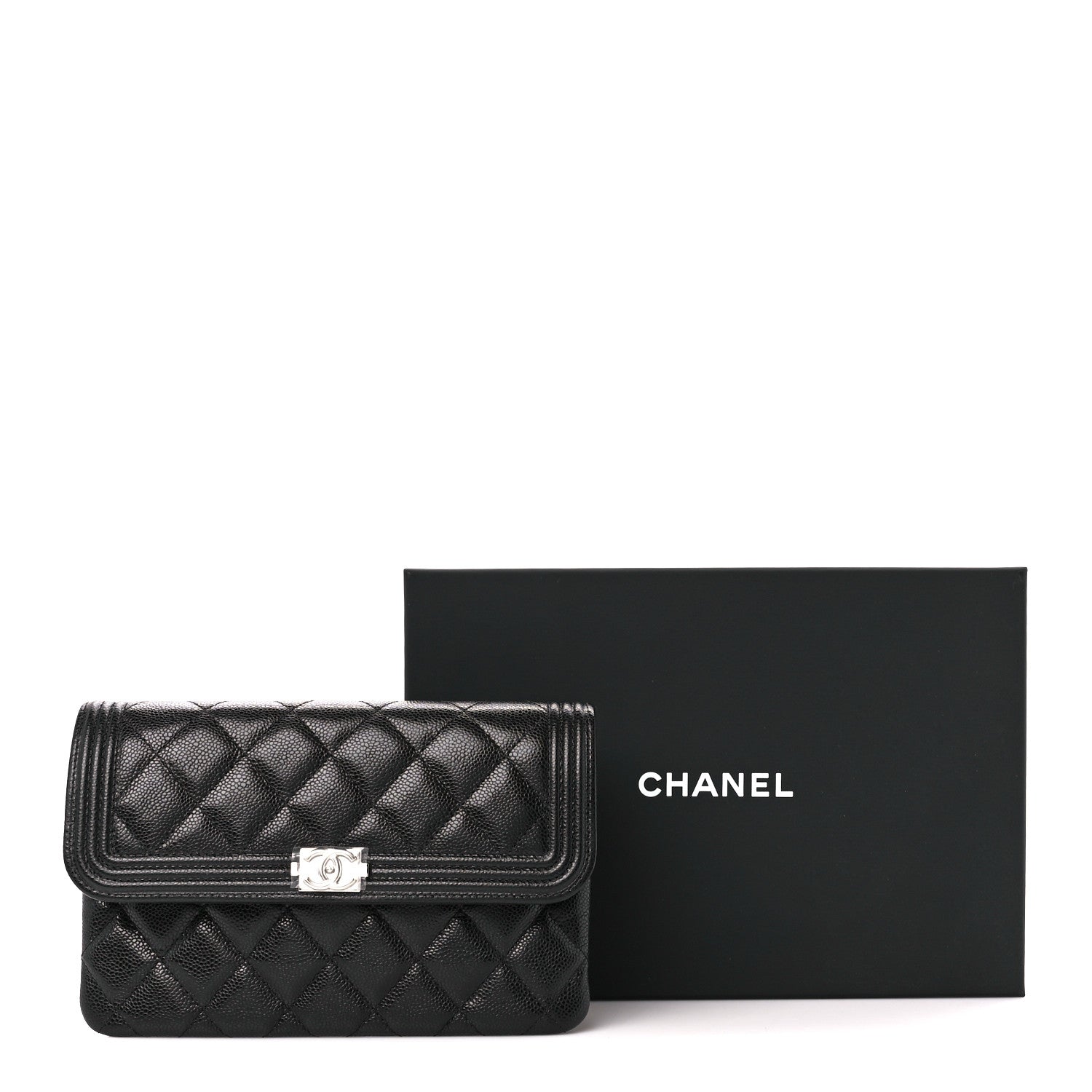 Chanel Caviar Quilted Boy Flap Clutch Black 11 of 11