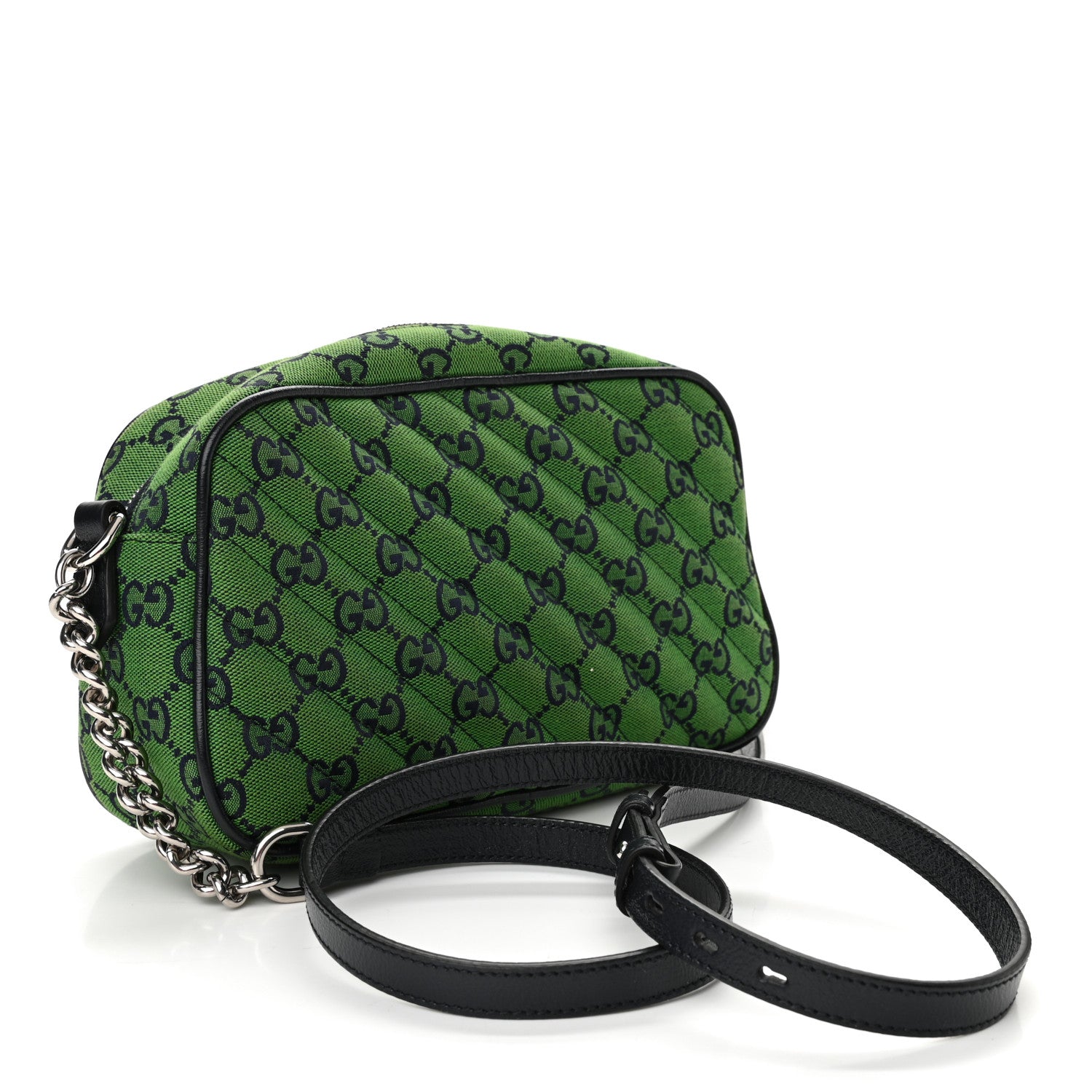 Gucci Monogram Multicolor Matelasse Diagonal Small GG Marmont Chain Shoulder Bag Green Blue 3 of 12