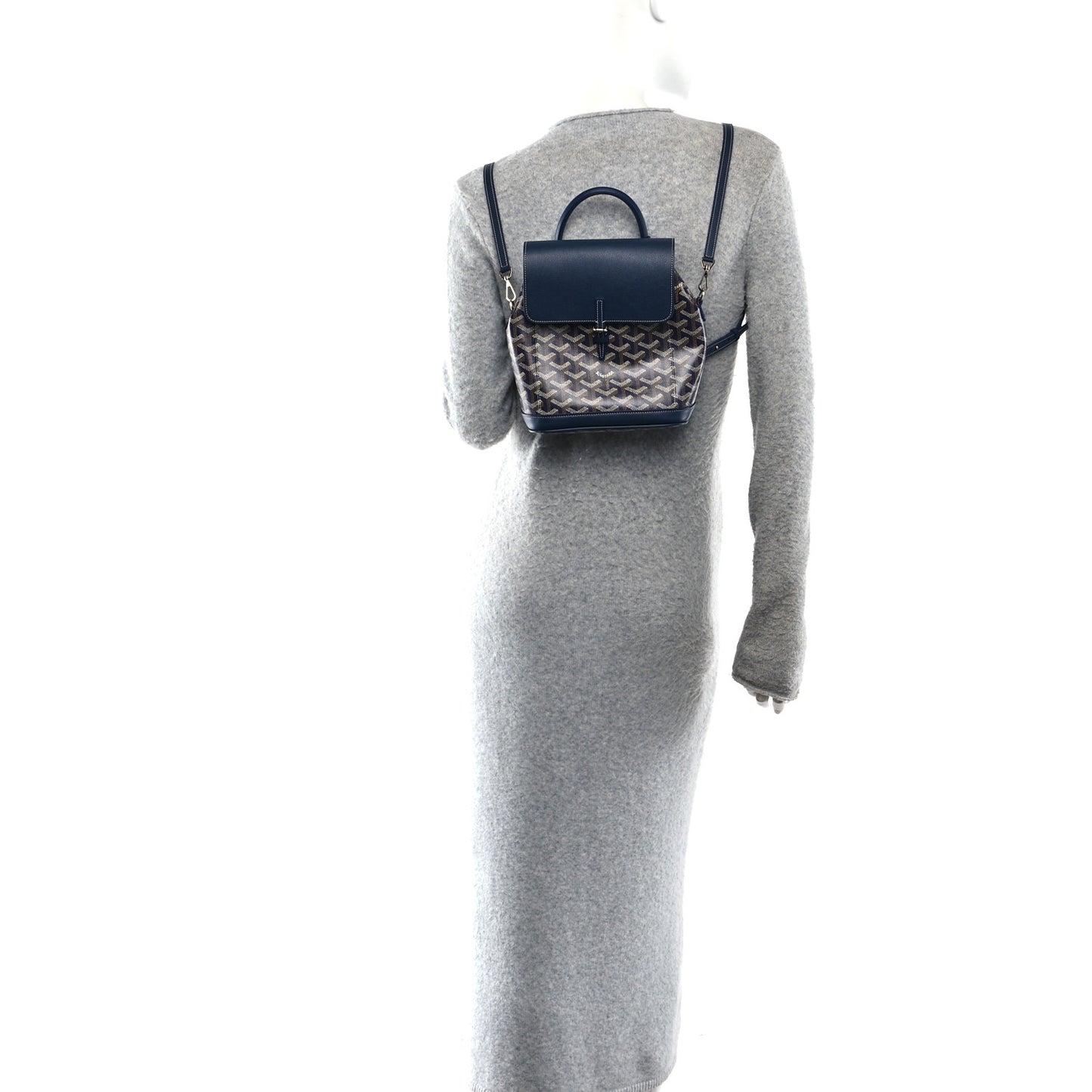 Goyardine Calfskin Mini Alpin Backpack Navy