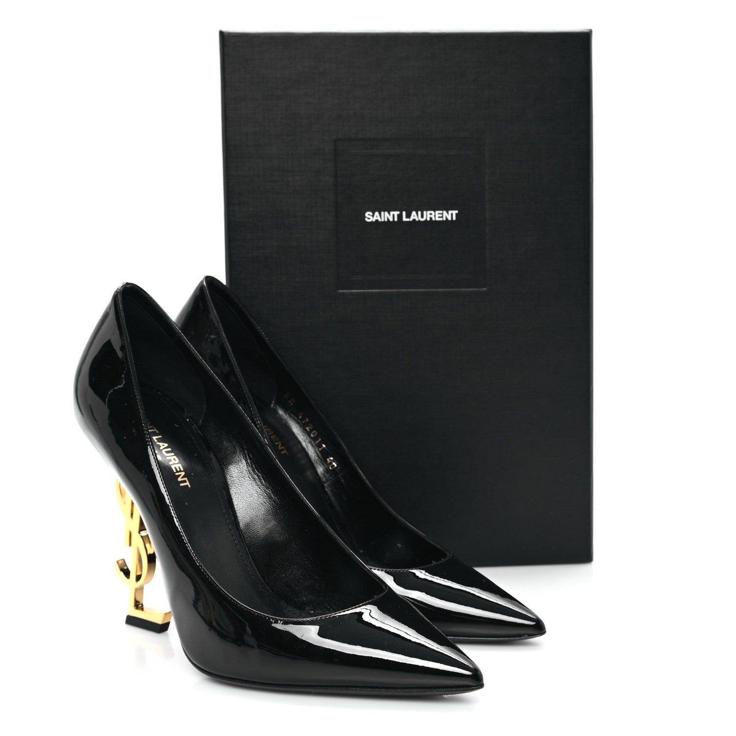 Saint Laurent Vernice Chiffon Opyum 110 Pumps  40 Black Gold 10 of 10