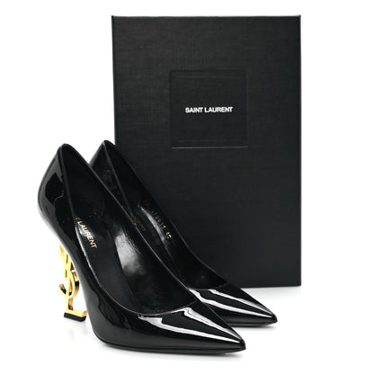 Saint Laurent Vernice Chiffon Opyum 110 Pumps  40 Black Gold 10 of 10