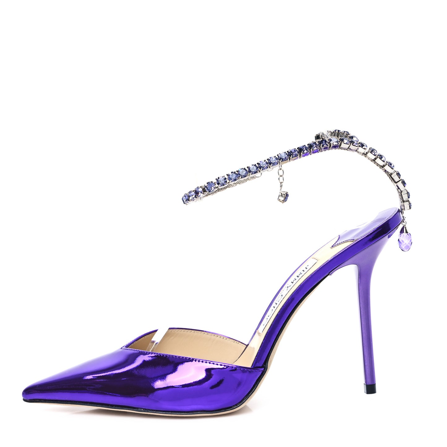 Liquid Metal Calfskin Crystal Saeda 100 Pumps 38.5 Cassis