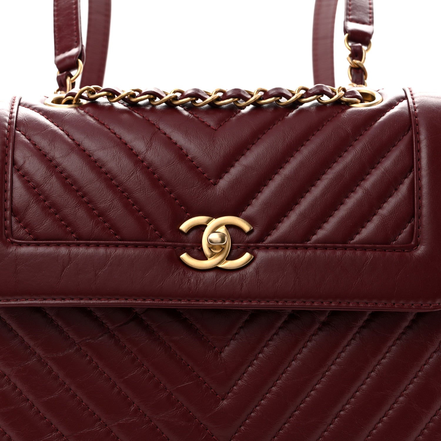 Chanel Aged Calfskin Chevron Quilted Backpack Red 8 of 12