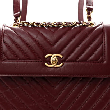 Chanel Aged Calfskin Chevron Quilted Backpack Red 8 of 12