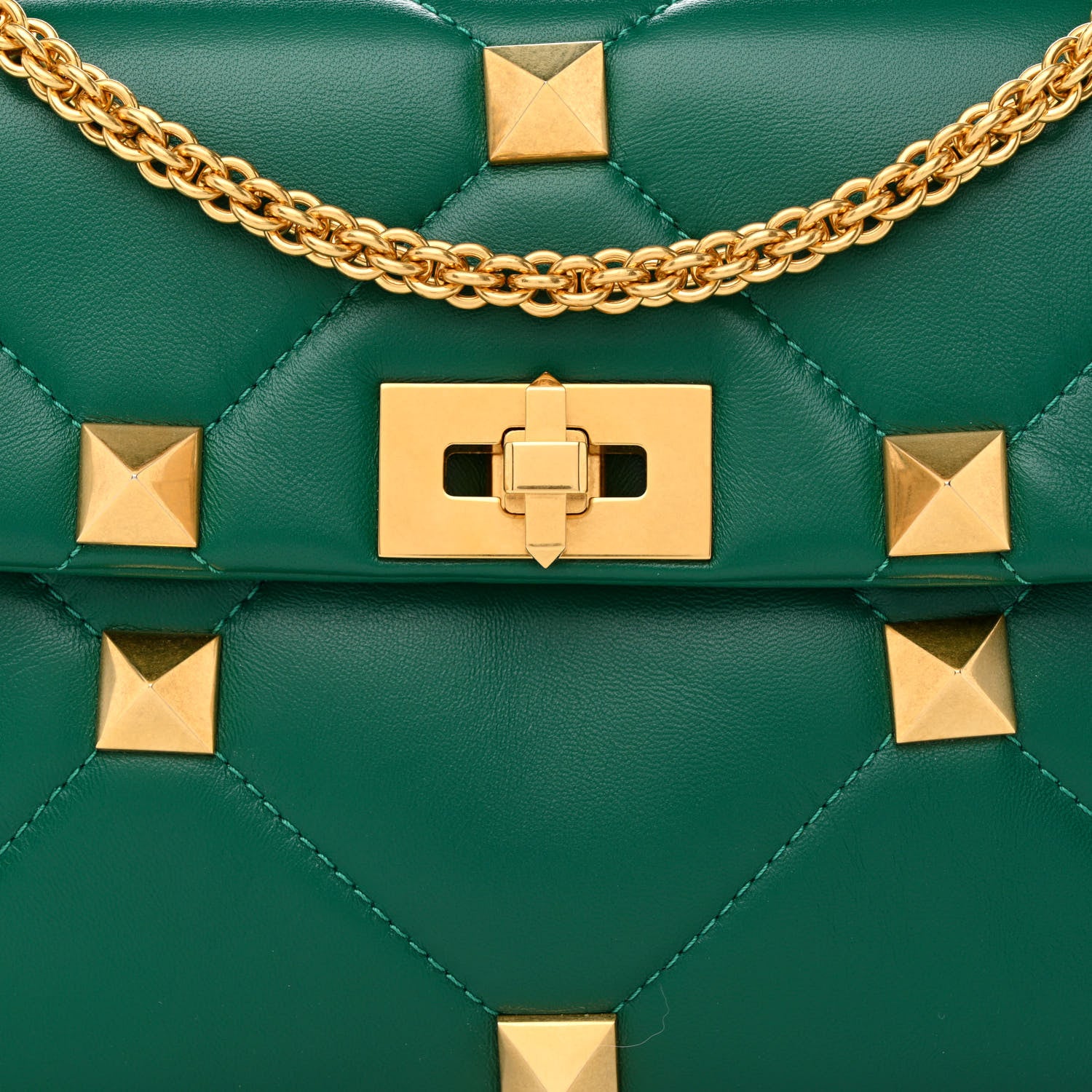 Valentino Garavani Nappa Large Roman Stud Shoulder Bag Jungle 7 of 9