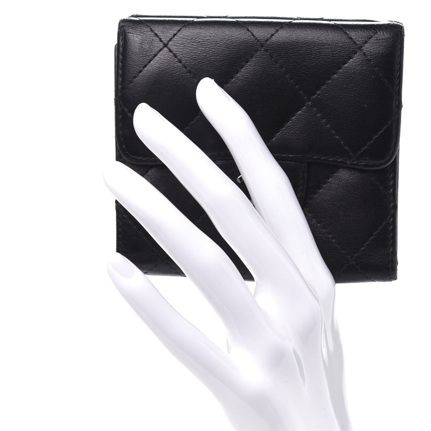 Lambskin Quilted Double Sided Wallet Black