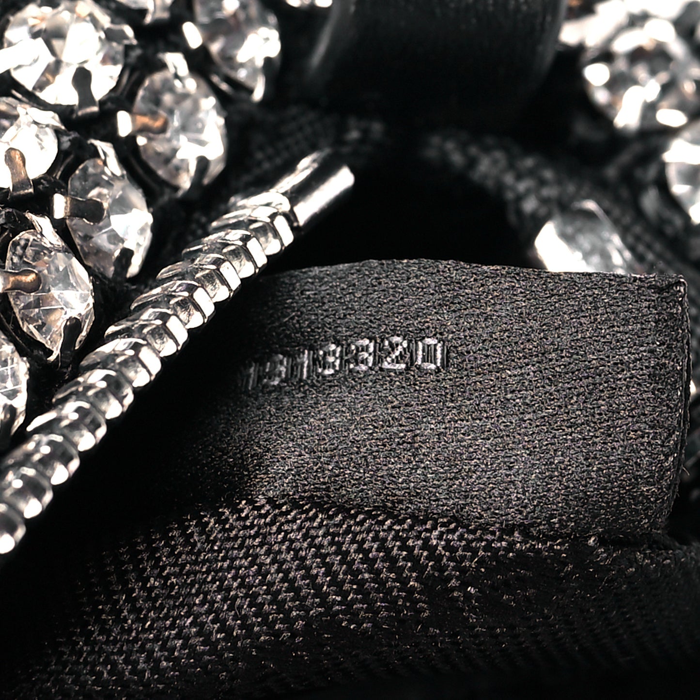 Mesh Crystal Rhinestone Mini Heiress Pouch Black Silver